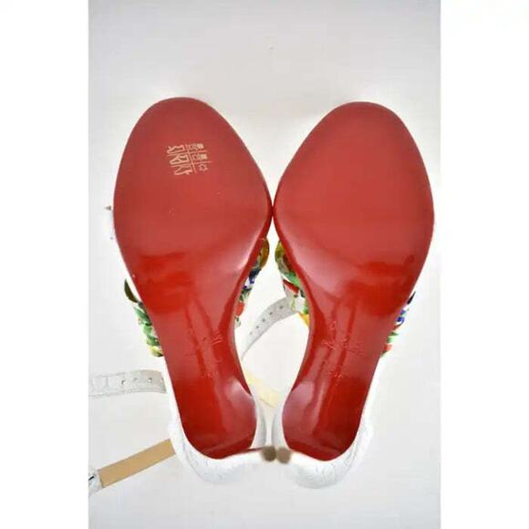 Christian Louboutin Ruban 100 White Croc Satin Ankle Strap Sandal Heel Pump 39.5 - Picture 8 of 9